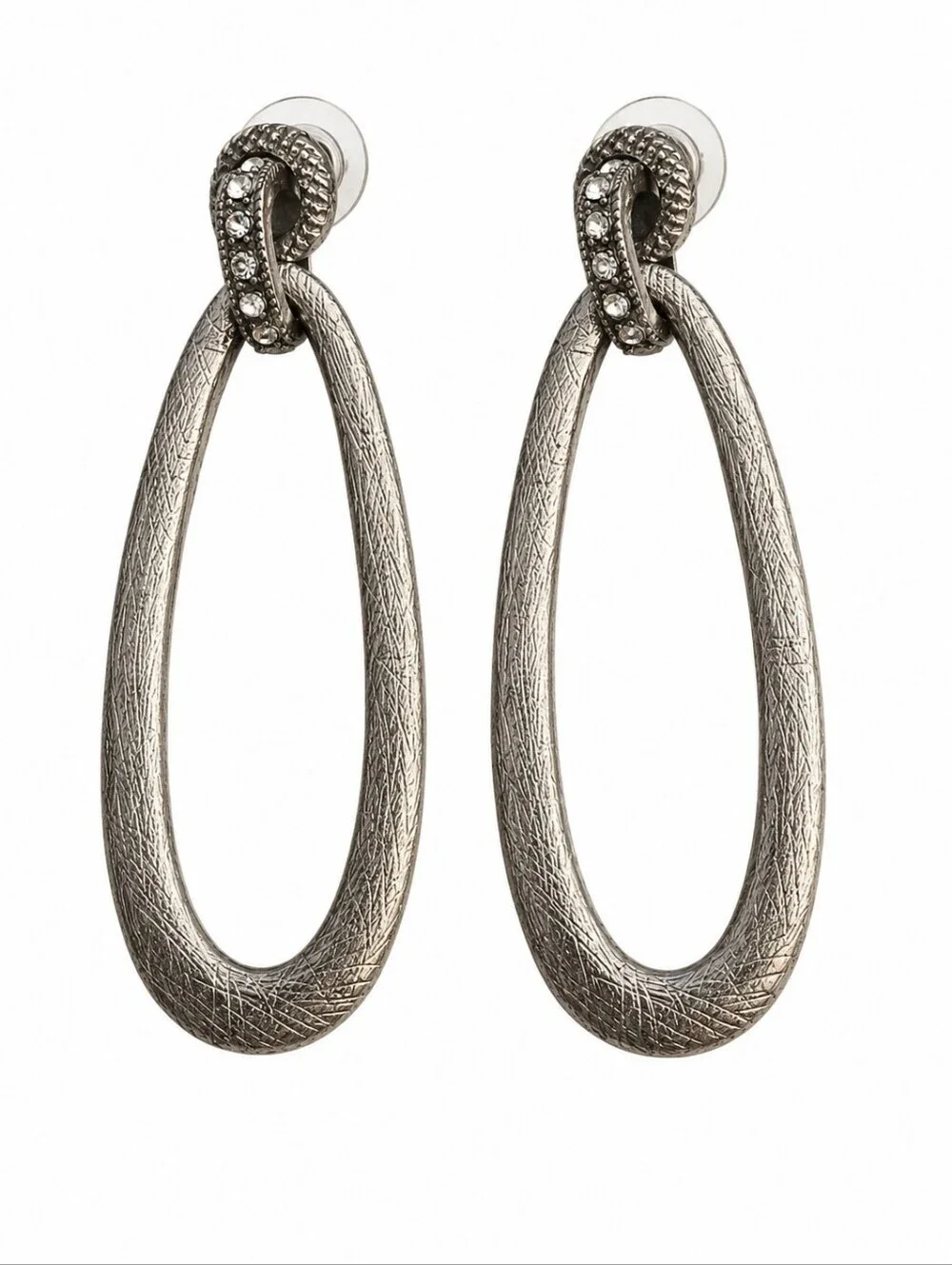 Vintage 1980s Long Doorknocker Hoop Statement Earrings
